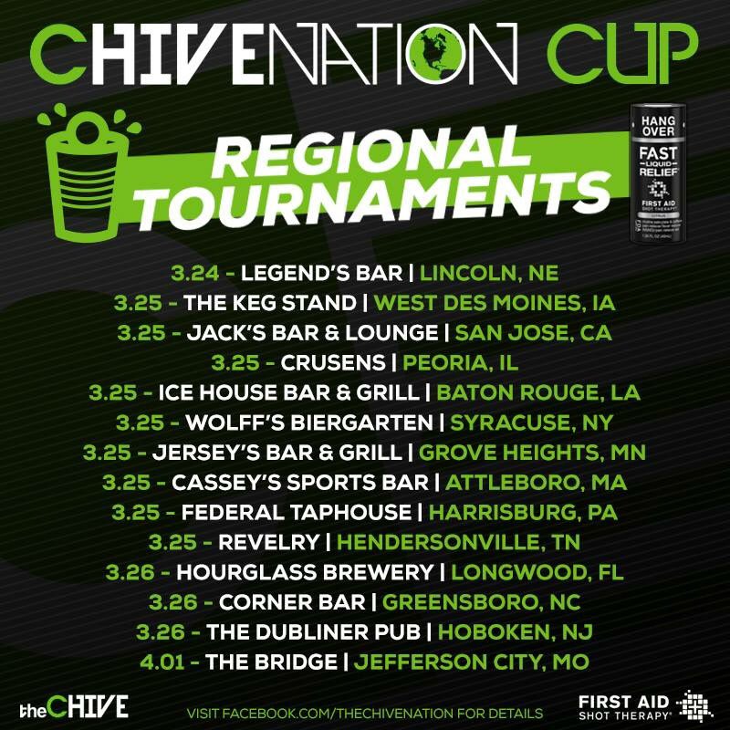 GreensboroChive's tweet photo. Look at everything happening in @ChiveNation this weekend!!! Winners of each tournaments will head to Austin to battle it out for The cup! https://t.co/fMKoAXQd5i