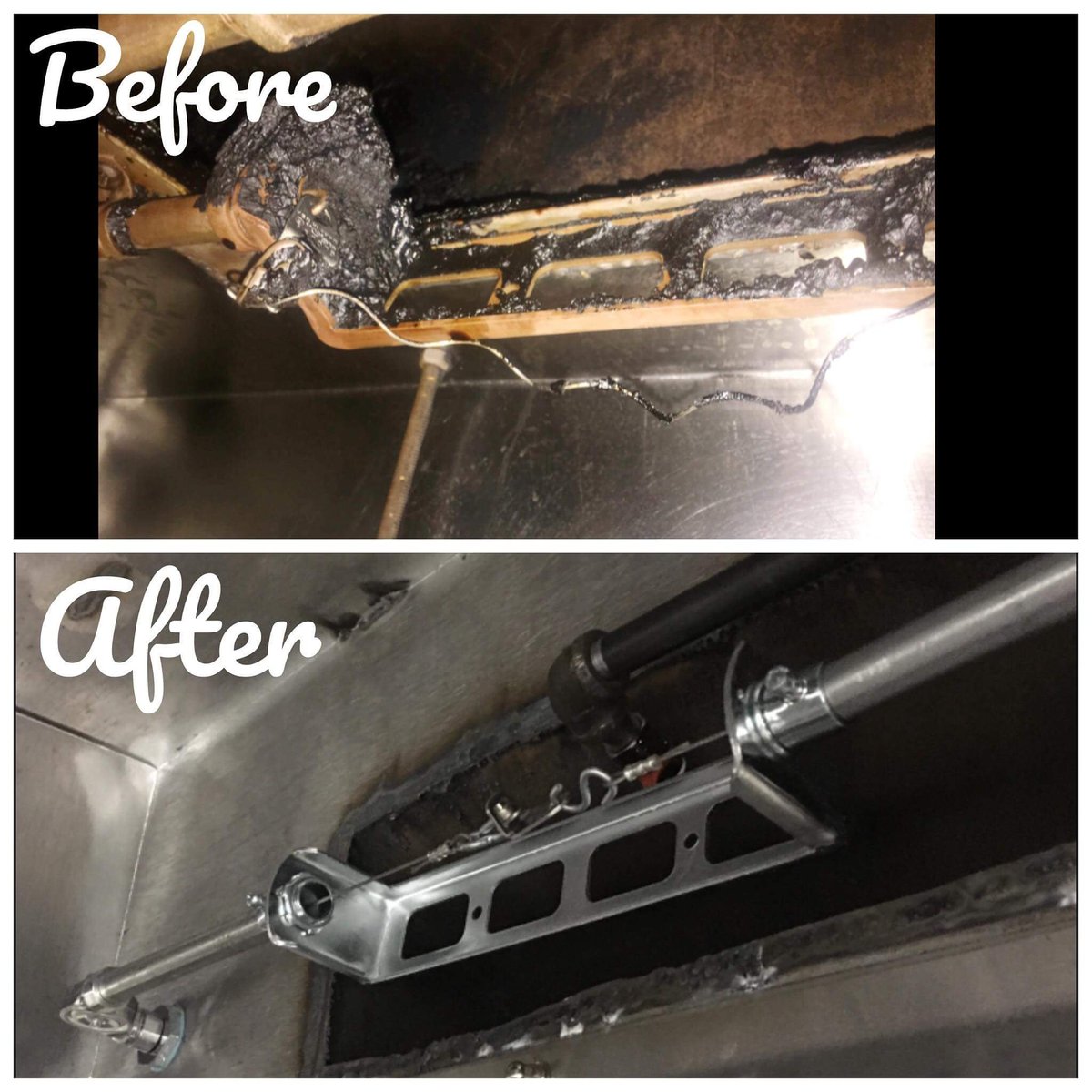 IdealkitchenV's tweet photo. Fusible link failed to active the fire system due to extremely grease accumulation in the link bracket.. https://t.co/diYWRBAXSy
