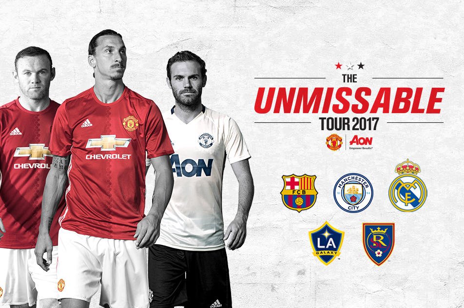 ManUtd's tweet photo. Barcelona ✅
Man City ✅
Real Madrid ✅
LA Galaxy ✅
Real Salt Lake ✅

Full details of #MUTOUR, presented by @Aon_plc: https://t.co/qGQjvFWlHb https://t.co/fkWOJ3mE2o