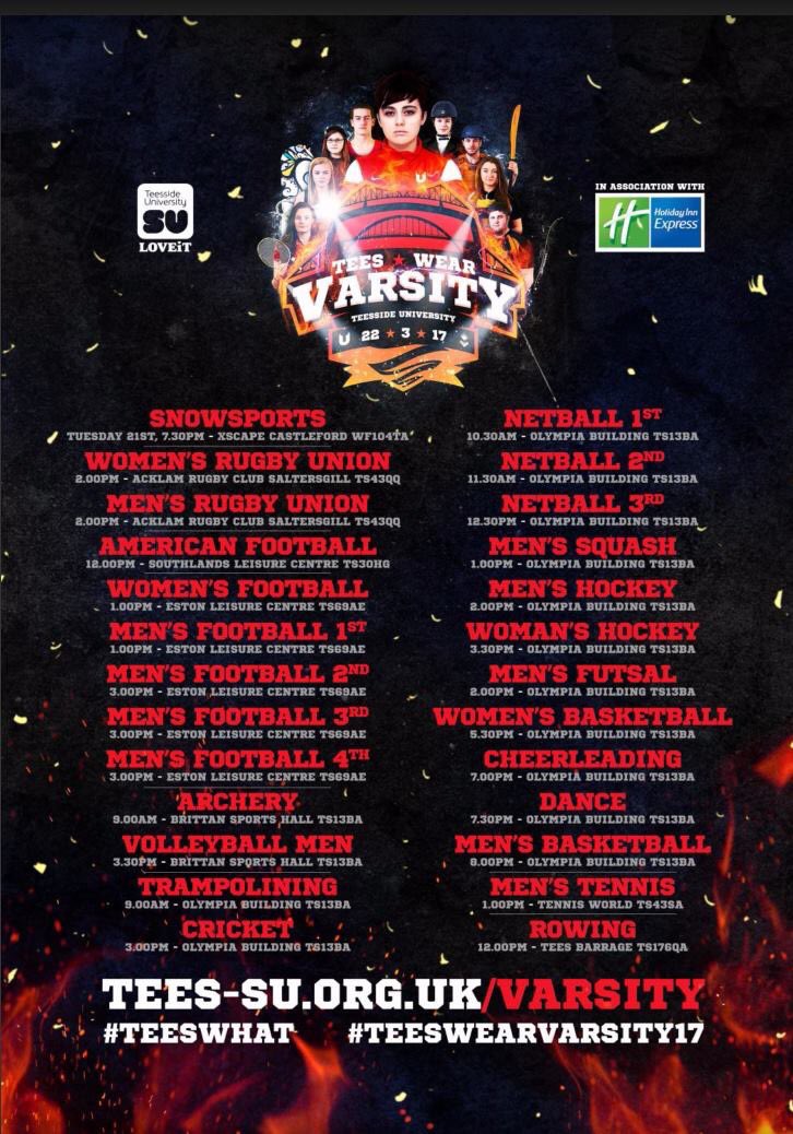 Looking forward to a busy day of sport tomorrow! May aswell kick things off by supporting <a href="/TUnetball/">TUNC</a>  from 10:30am!! #WeAreTees #TeesWhat?!