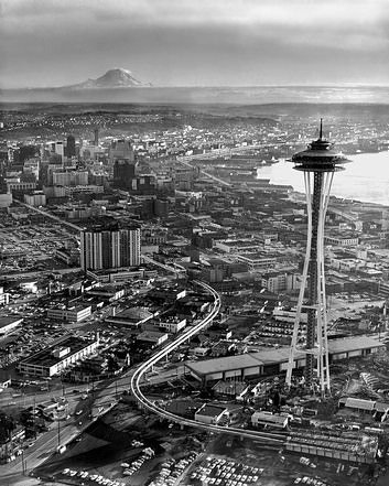 This Jan. 10, 1962 aerial photo shows the Monorail being built. The Monorail will celebrat… ift.tt/2nPN80B