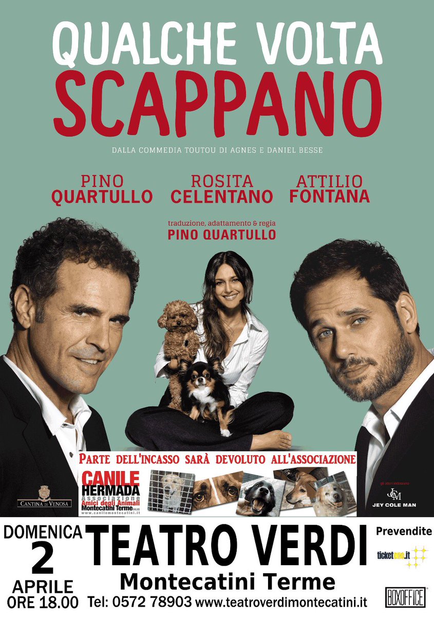 #teatroverdimontecatini #pinoquartullo #rositacelentano #attiliofontana #qualchevoltascappano #2aprile #canilehermada #ilteatrofabene