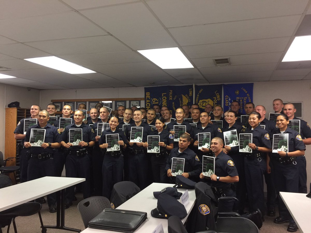 LBPoliceFoundat's tweet photo. Congrats police academy class # 90! @LBPoliceFoundat honoring them with a gift- drug id guides. We'll see you Thursday for graduation! #lbpf https://t.co/cePztn9dZs