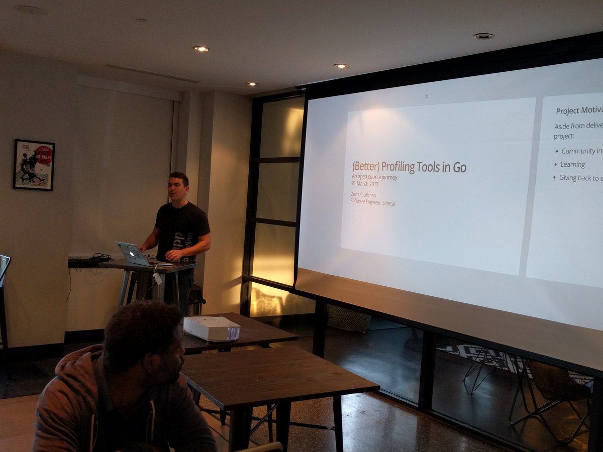 golangphilly's tweet image. Our meetup has started! Zach Kauffman is up first introducing a new open source profiling project getting spinned up #golang