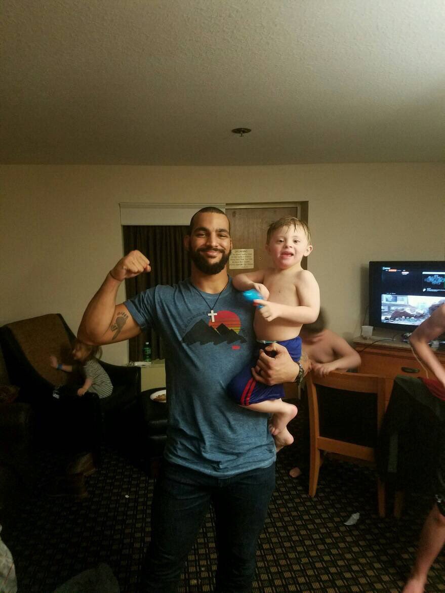 for Down Syndrome. He is an exemplary athlete ambassador for this cause &amp; has brightened up the day of a number of kids at the <a href="/DSGKC/">Down Syndrome Innovations</a>. (2/3)