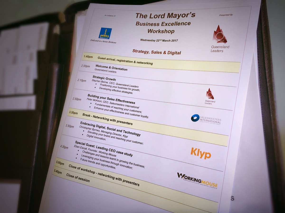 qldleaders's tweet photo. Great to be working with @brisbanecityqld for The Lord Mayor's Business Excellence workshop today on Strategy, Sales &amp; Digital #qldleaders https://t.co/qXWJJQijBJ