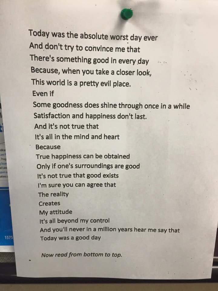 Love this inspirational poem by Chanie Gorkin who wrote it for a school assignment. IMPORTANT: Be sure to read both ways. #WorldPoetryDay