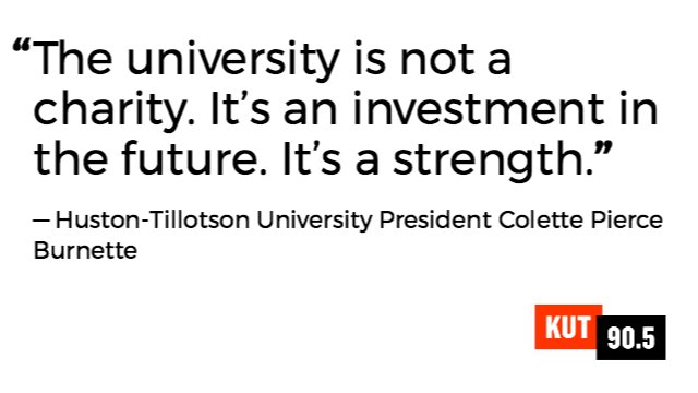 KUT's tweet photo. University President Colette Pierce Burnette is determined to raise Huston-Tillotson's profile in Austin. | https://t.co/IIOVpR3oZr https://t.co/q24ynsM8BO