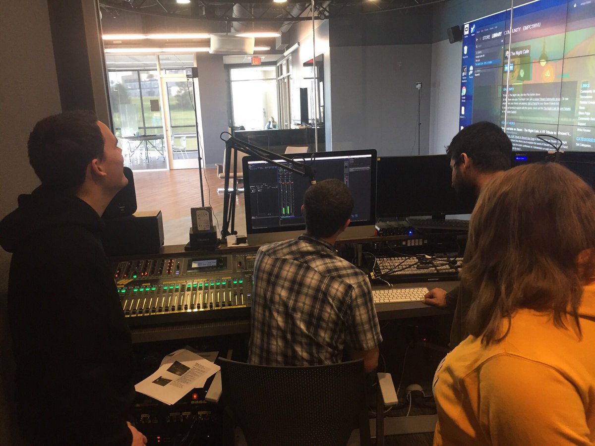 WVUMediaInno's tweet photo. It was a busy day at #WVUMediaInno! @wvugdc launched their podcast series about video games and the gaming industry from #StudioB. https://t.co/Hf9DebsDS9