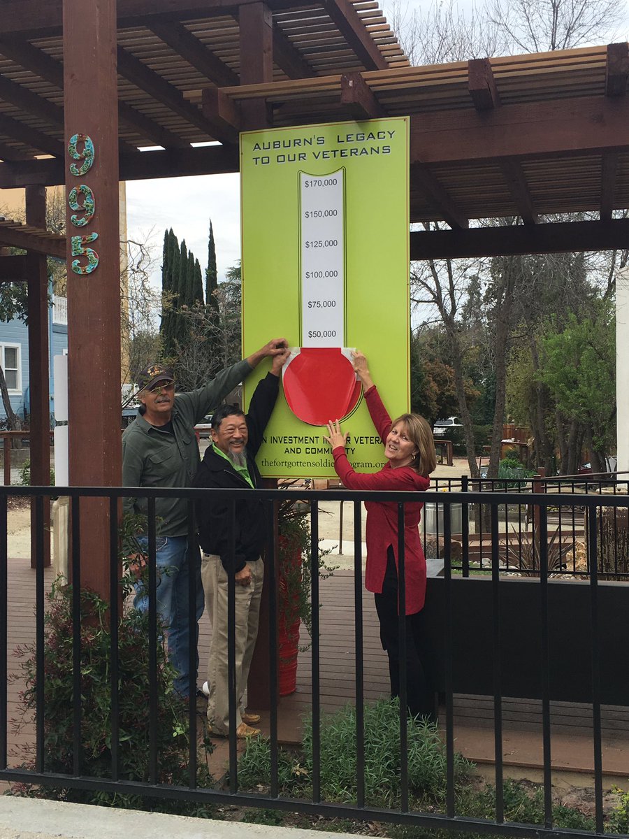 Info_FSP's tweet image. How many board members does it take to up date the donation thermometer?  2 and Tom The garden liaison. #FSP #Veterans #GettingItDone