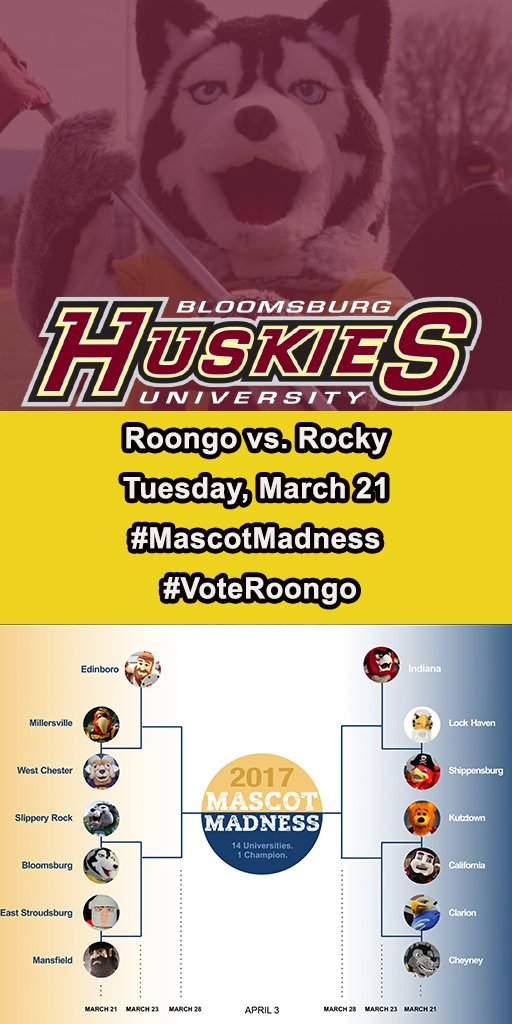 GoBUHuskies's tweet photo. Exactly 1️⃣2️⃣ hours left to #VoteRoongo and help our favorite Husky pull off a comeback over Slippery Rock! 

Link: https://t.co/9IKl0N5K6n https://t.co/lEf8nFTMlb