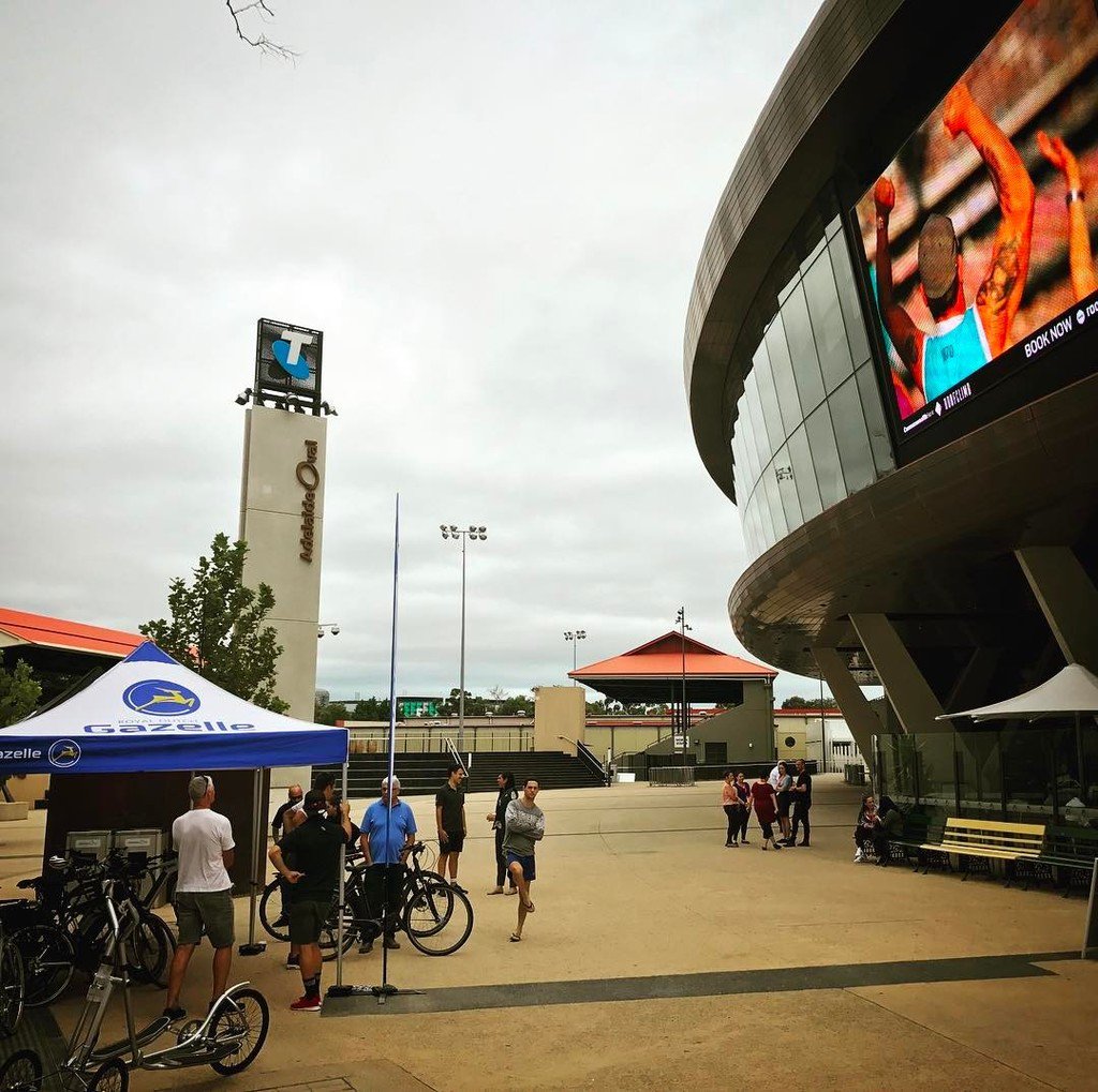 bicyclexpress's tweet photo. Come and try day right now @adelaideoval with @gazelle_nl #comeridewithus #kalkhoff #gazel… https://t.co/NWt34HQcbU https://t.co/NGAeJhBYAm