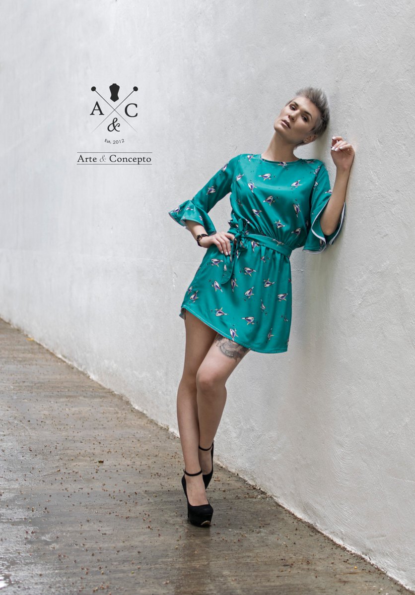 arteyconcepto06's tweet photo. #WomanCollection 🌿TRÓPICAL REFUGE🌿 #VESTIDO BÁSICO DE CINTURÓN, estampado de golondrina en tono verde. DISPONIBLE para esta nueva colección. https://t.co/FLwaVUjIyZ