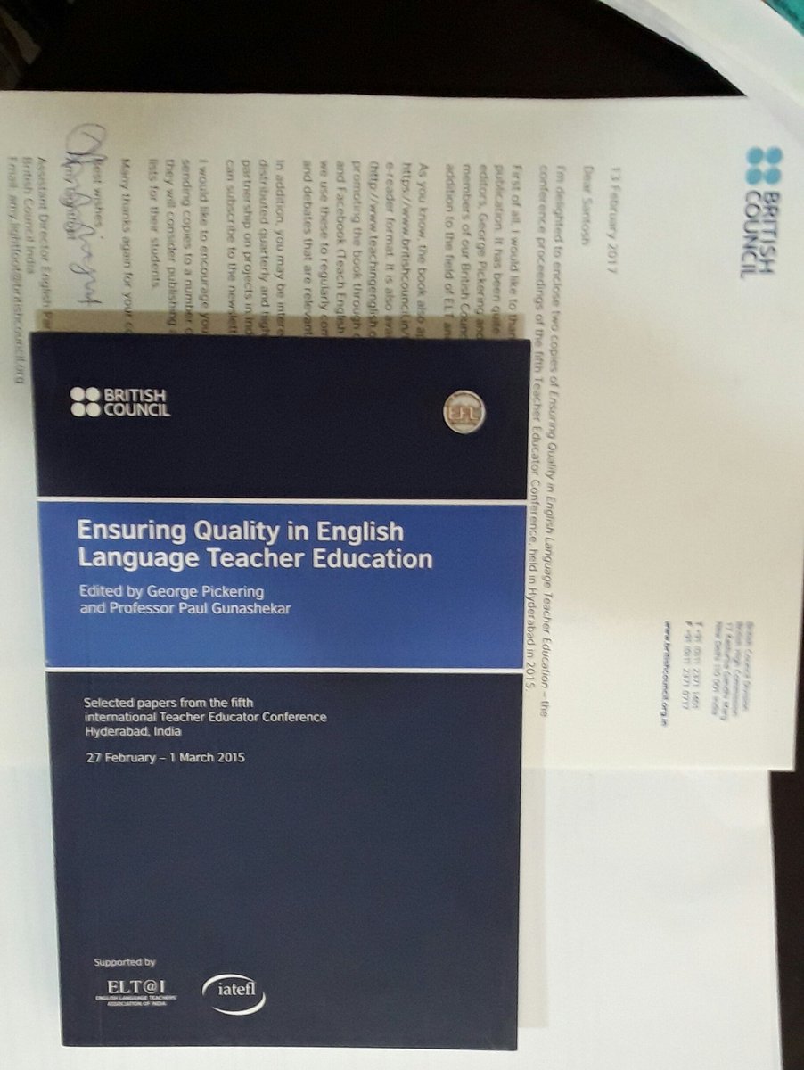 santosheflu's tweet photo. Thank you, @lightfootELT & @BritishCouncil Received copies of the #tec15 volume. 🤗🙏✌ https://t.co/UM1p22hJJG