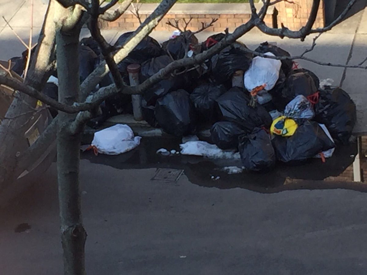avrhamtcha's tweet photo. @NYCSanitation this is how my neighborhood looks like. No collection for 2 weeks.  I hope you guys are proud. https://t.co/qmjXhbV3v4