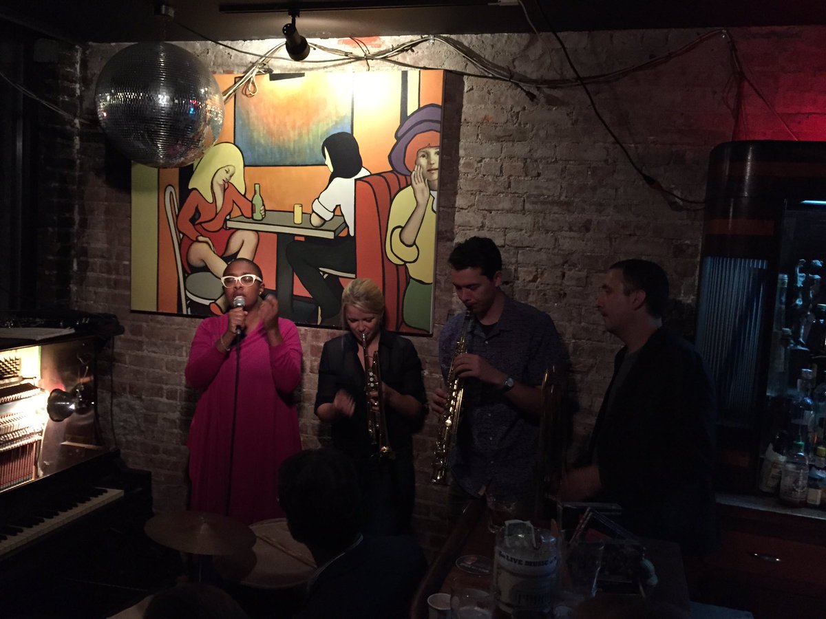 Gratuitous brag-shot of <a href="/cecilesalvant/">Cécile McLorin Salvant</a> and <a href="/briaskonberg/">Bria Skonberg</a> at Mona's... who'll show up 2nite? 11pm til stupid late.