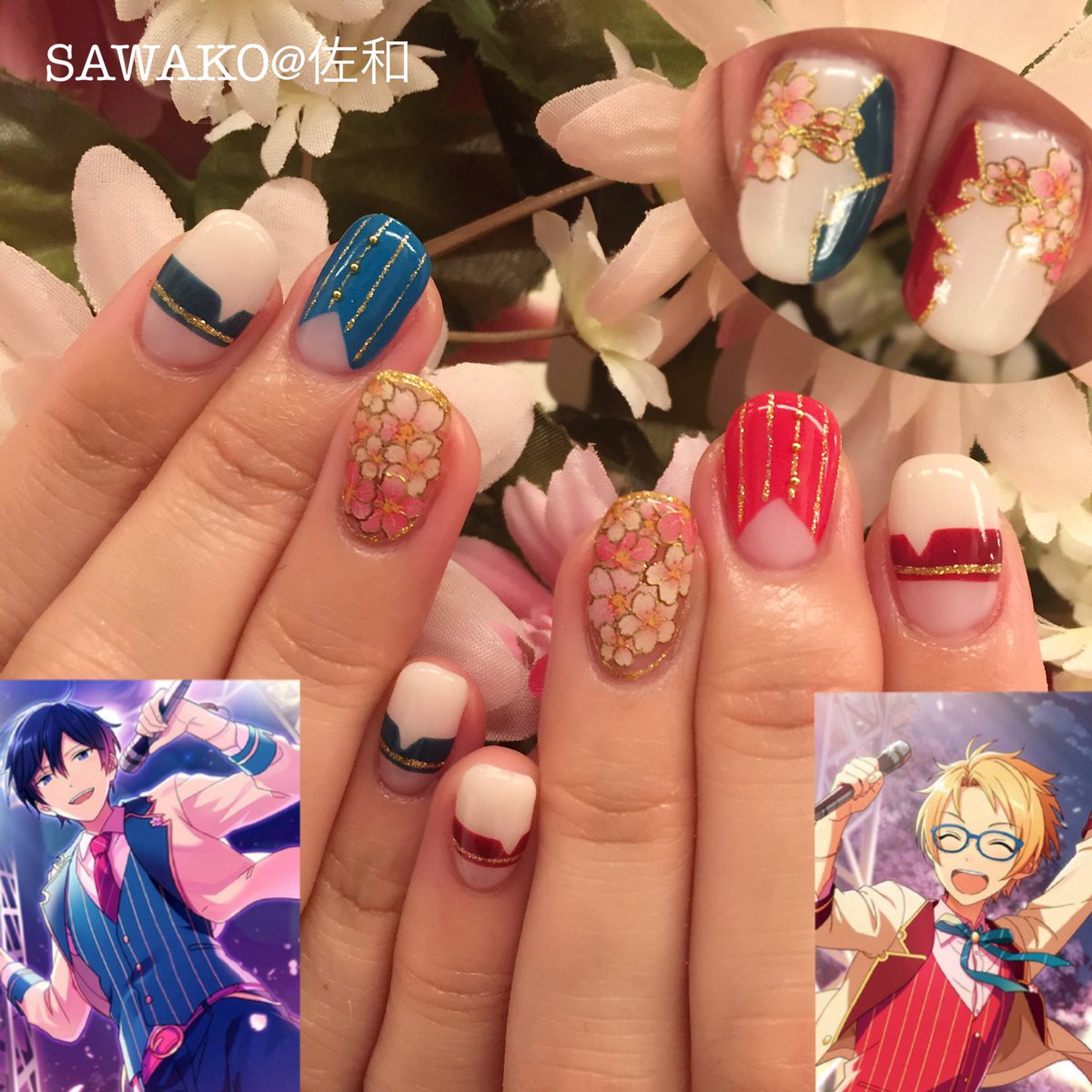 Ms Searea 佐和 大阪痛ネイル またさきちゃんが来てくれた いつもありがとうヽ ノ Pppksm 一緒にデザイン考えました トリスタの桜フェスネイルです さわこネイル 痛ネイル モチーフネイル あんスタネイル あんスタ