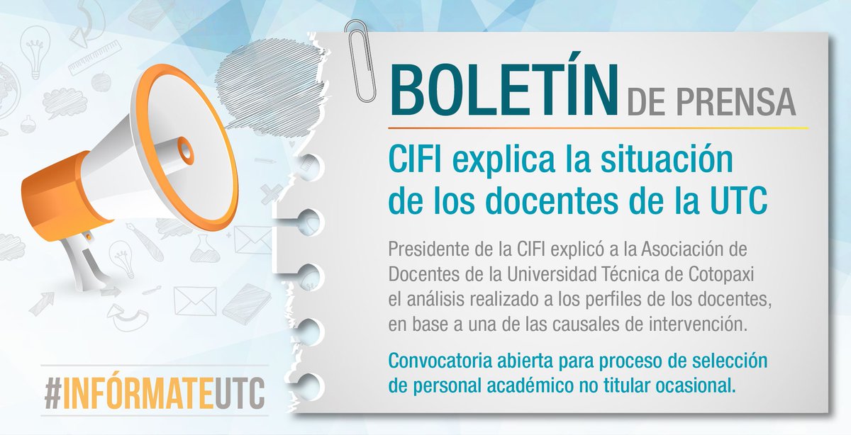 ExcelenciaUTC's tweet photo. #InfórmateUTC Se abre la convocatoria para el proceso de selección de personal académico no titular ocasional >> https://t.co/BlFW3ypg6n https://t.co/ofBM6jwqzS