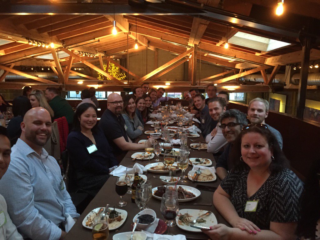 Mark_Miano's tweet photo. Enjoying a great dinner post Stanford d school. My NBCU colleagues are impressive. #createNBCU https://t.co/6yUm4yUeBC
