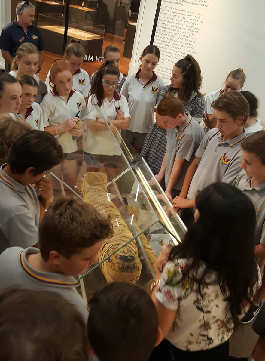 RickyShazMoran's tweet photo. #WOWeek17 @DaptoHigh Year 8 learning about the 2000 year old Mummy of Horus at Sydney Uni. https://t.co/2CcAykHjK3