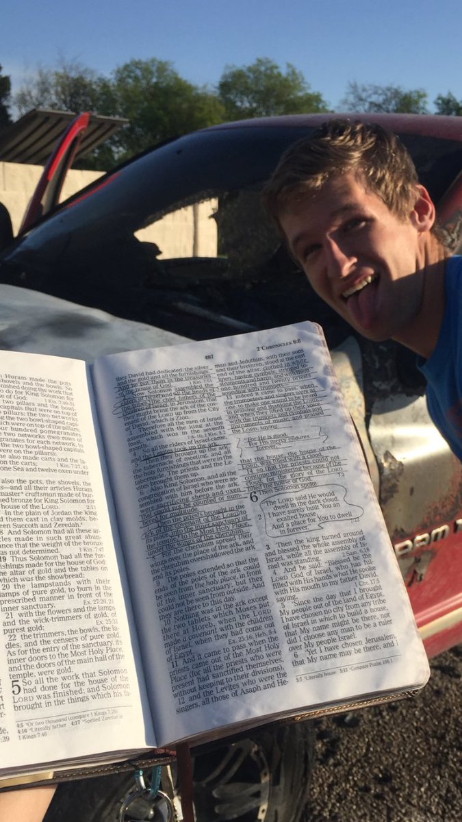 thatallkid97's tweet photo. So I had a pretty eventful day today, everyone is okay and all 3 bibles in my truck are okay as well! God is awesome!! :) https://t.co/aKjgkN7qsH