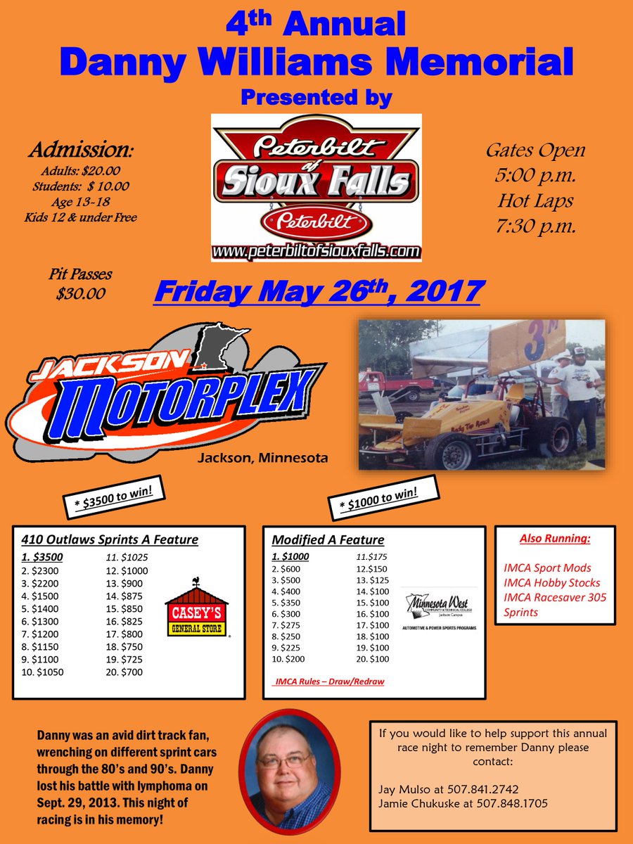 Mark your calendars for the 4th Annual Danny Williams Memorial on May 26th.