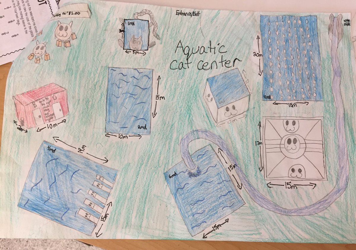 mitchmea's tweet photo. Build your own aquatic park! Students got creative and applied what they learned about perimeter, area and volume #skmath #edmath #edchat https://t.co/UfN192QZu7