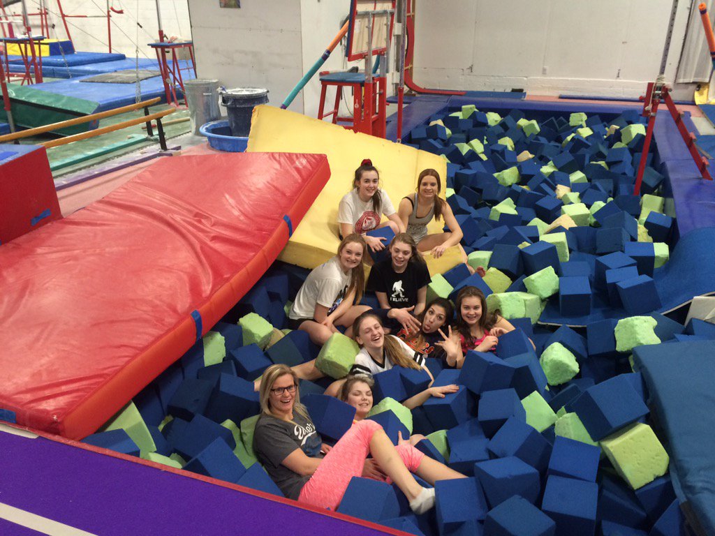 Miss_Dallyn's tweet photo. Jr A Bball girls head to the gymnastics center for windup #courttotrampolines @PACarlton https://t.co/kiGO3wr5hl