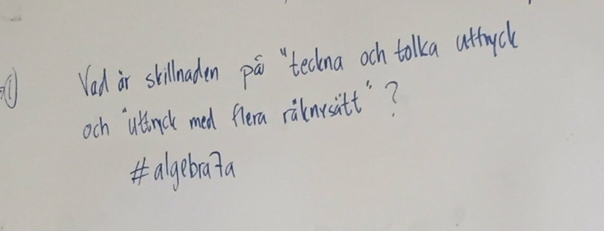 teah_bergman's tweet photo. Om man tecknar och tolkar så förstår man uttryck och kan skriva ett eget. Uttryck med fler räknesätt är när man räknar med PEMDAS#algebra7a https://t.co/xUQaNfYaze