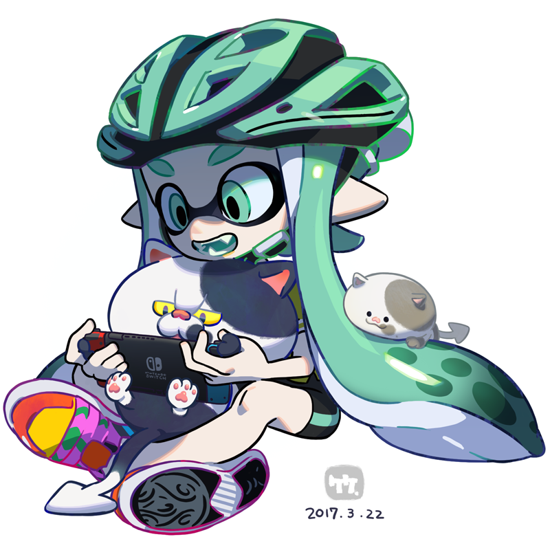 インクリング ,イカガール(スプラトゥーン) 「先行試射会楽しみだねぇ   #Splatoon2 #試射会 #NintendoS」|竹画廊のイラスト