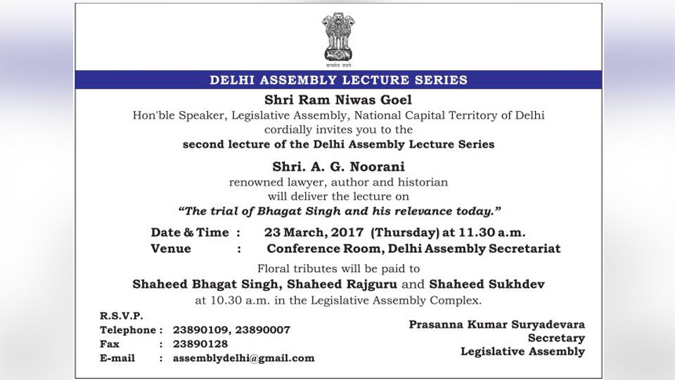 DIPDelhi's tweet photo. Delhi CM @ArvindKejriwal and Dy. CM @msisodia along with other dignitaries to attend Delhi Assembly Lecture Series by A.G Noorani. #DIPDelhi https://t.co/mfpscDqAIg