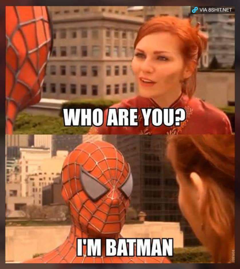 AnshumaanVishnu's tweet photo. Hell yeah! 😂
#Batman #SpidermanPS4 #superhero #funny
Via #8shit https://t.co/z2rif8bmRh