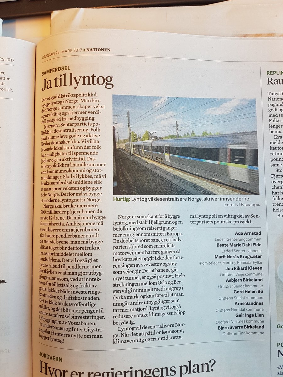 RuneAaH's tweet photo. Jeg sier også ja til #lyntog . Tror imidlertid disse ildsjelene ikke forstår at for å kunne gå fort, må det være færre stopp. I distriktene. https://t.co/esWsqT3exz