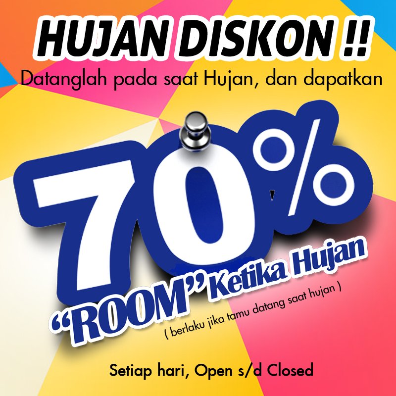PROMO DAHSYAT !!! NIKMATI  PROMO HUJAN ! Disc 70% ! *Setiap HUJAN *Open s/d Close setiap hari > Outlet Pontianak info  0561-575-515