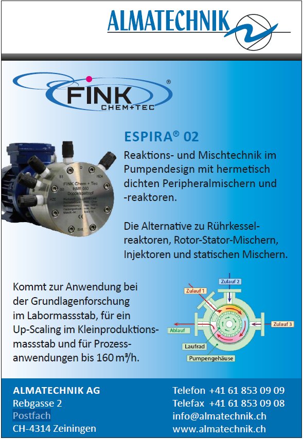 Espira® 02 Reaktions- und Mischtechnik im Pumpendesign
almatechnik.ch/downloads/de/0…