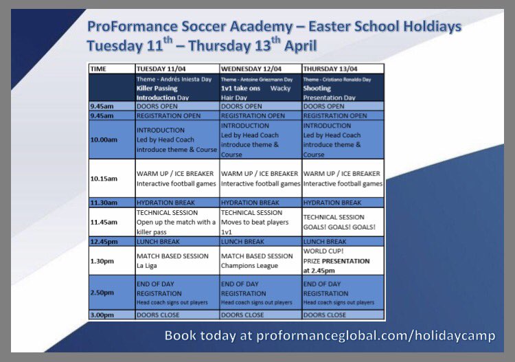 ProformanceG's tweet photo. Colchester Easter Camp schedule in full #wackyhairdair #easterschoolholidays #colchester https://t.co/JEfzmDlKkl