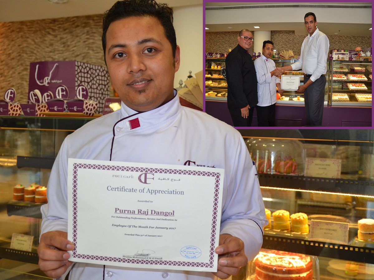 FoujCafe's tweet photo. من ضمن سياسة إدارة فوج كافيه الاهتمام بالموارد البشرية وتطويرها لذا نبارك للموظف المثالي لهذا الشهر #فوج_كافيه #شارع_حمد_الكبير #الدوحة #قطر https://t.co/VmIjIDImyN