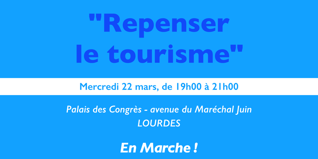 EnMarche6406's tweet photo. Ce soir à #Lourdes, conférence-débat "Repenser le #tourisme", animée par @F_Amigorena et Bruno Vinuales, adjoint au maire de Lourdes. https://t.co/ULWoVEbJ4y