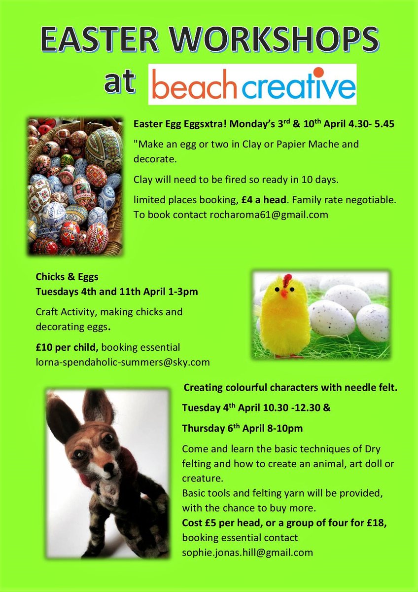 Easter Workshops <a href="/BeachCreative/">Beach Creative CIC</a> some FREE thanks to #buyinthebay <a href="/baypromoteam/">BayPromoTeam</a> <a href="/HerneBayJuniors/">Herne Bay Juniors</a> <a href="/Hernebaywest/">Chris West</a> <a href="/ilovehernebay/">I Love Herne Bay</a> <a href="/visithernebay/">Visit Herne Bay</a>