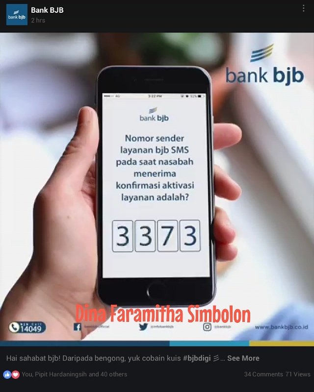 dinafaramitha's tweet photo. @infobankbjb 3373 #bankbjb #bjbdigi #bjbQuiz #kuis #bjbInAction Done IG @dinafaramitha &amp; FB Dina Faramitha Simbolon https://t.co/58kWPQHSzk