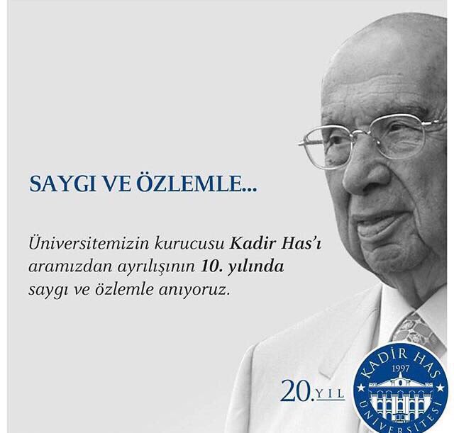 Üniversitemizin kurucusu Kadir Has'ı aramızdan ayrılışının 10.yılında saygı ve özlemle anıyoruz.