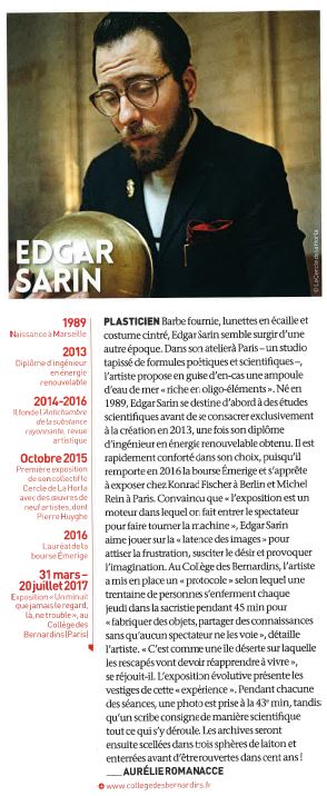 PLCommunication's tweet image. [Portrait]
Edgar Sarin dans @MagazineLoeil, en attendant de le retrouver au @CBernardins à partir du 31 mars