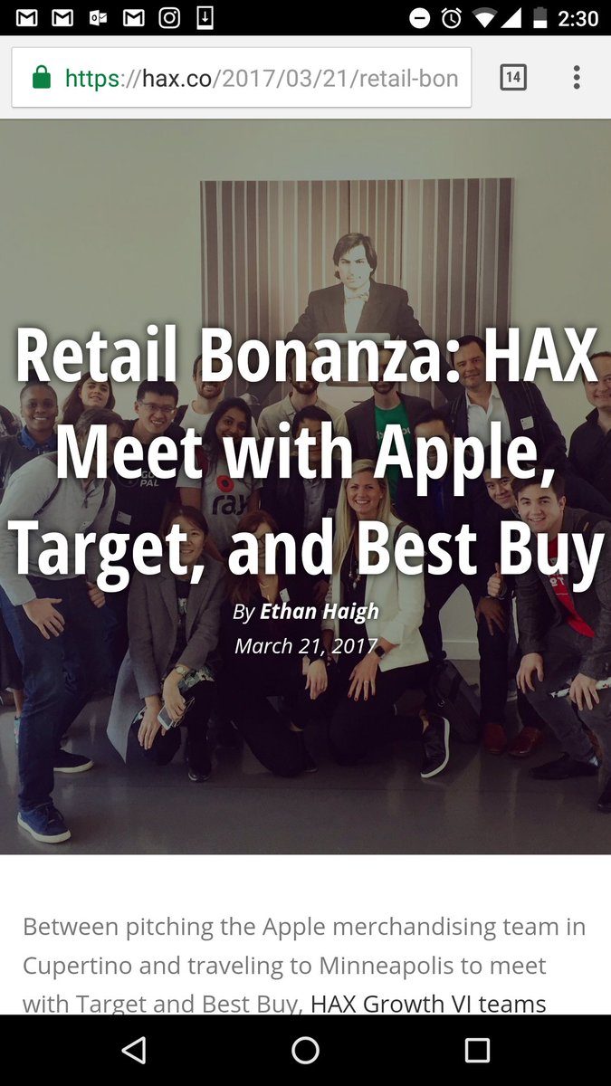 Lovely pitching to buyers from #Apple #Target and #BestBuy! Exciting times ahead! Read more here: hax.co/2017/03/21/ret…