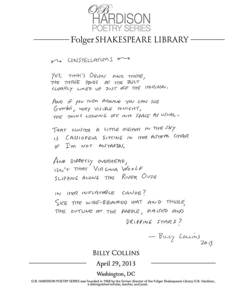 Happy Birthday to poet Billy Collins, born in 1941. Collins read here at the F 
