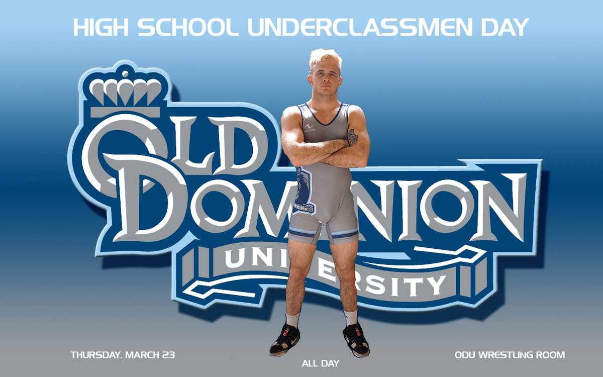 ODUWrestling's tweet image. Underclassmen, join #ODUWREST for Underclassmen Day tomorrow on campus! Contact Assoc. Head Coach Mike Dixon (mjdixon@odu.edu) for details!