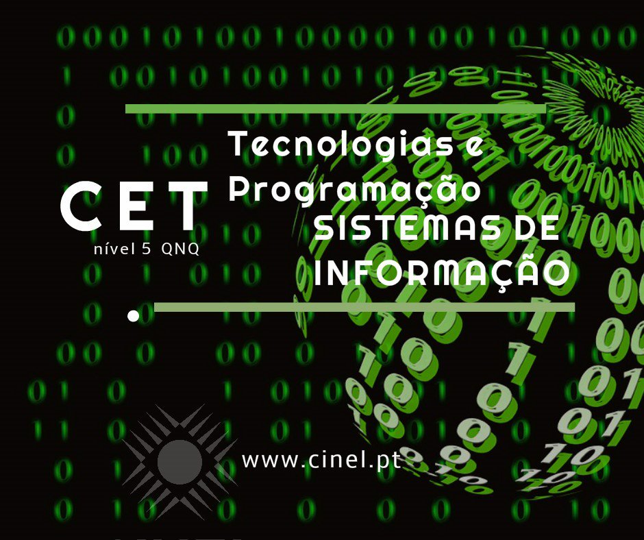 CINEL_Formacao's tweet photo. CET Tecnologias e Programação de Sistemas de Informação. Mais informações e pré-inscrição em https://t.co/riV9IiNxwH. https://t.co/mmKIF8QDPf