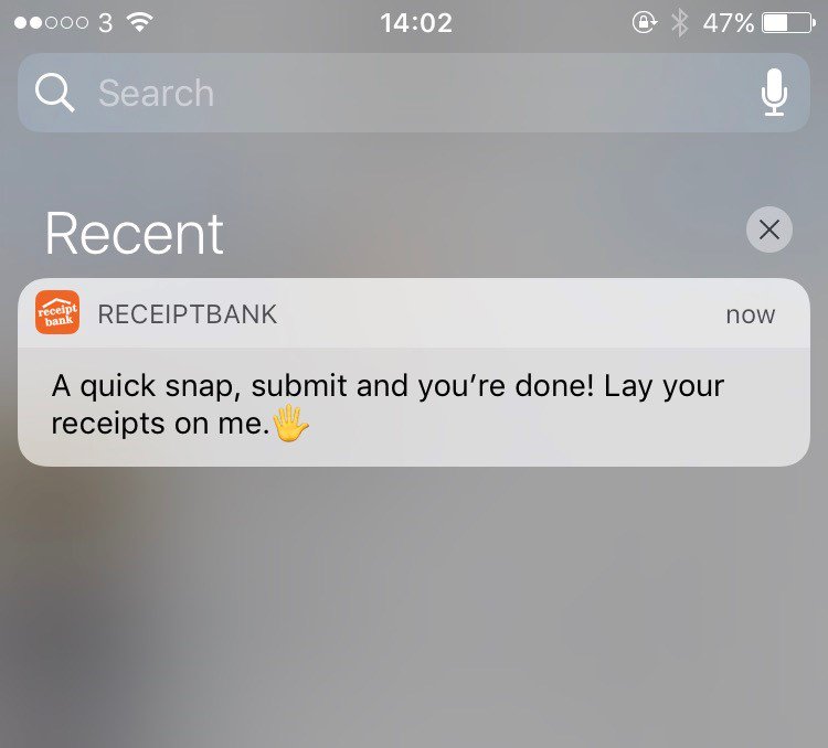 FutureBKPS's tweet photo. Finding time to send your bookkeeper receipts can be difficult, that's why we love these #receiptbank notifications to help remind us! https://t.co/yEyW5jForq
