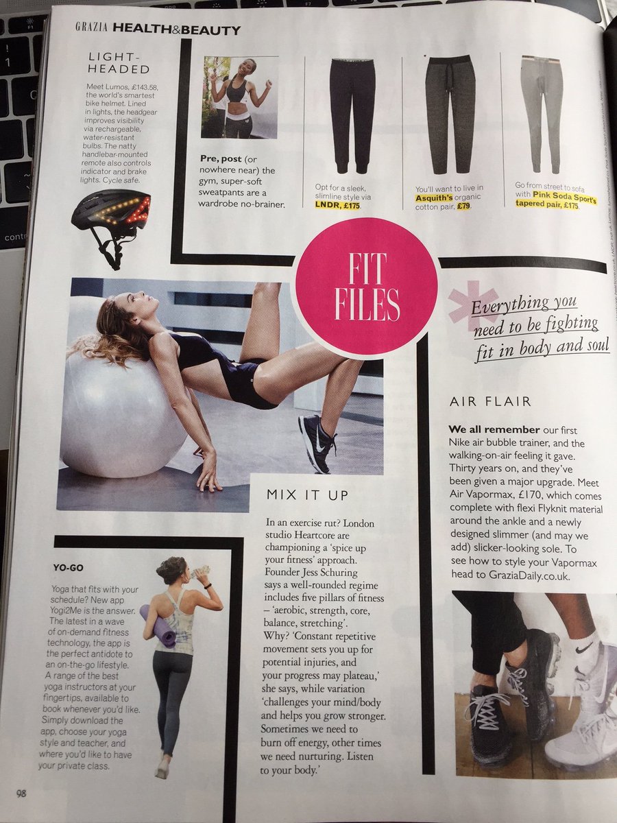 HannahBryce's tweet photo. The lovely @yogi2me in this week's @GraziaUK #fitfiles https://t.co/xYF1Xdp06r https://t.co/qsw7zBr8fo