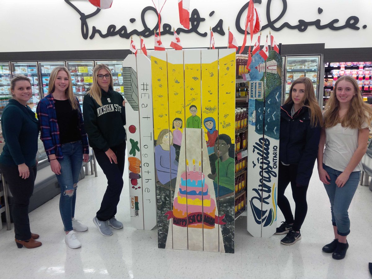 sianson79's tweet photo. Students from @KDHSNews painted a picnic table for @ZehrsK to be sent to Ottawa for #Canada150 celebrations. https://t.co/5vjdvLYPQr