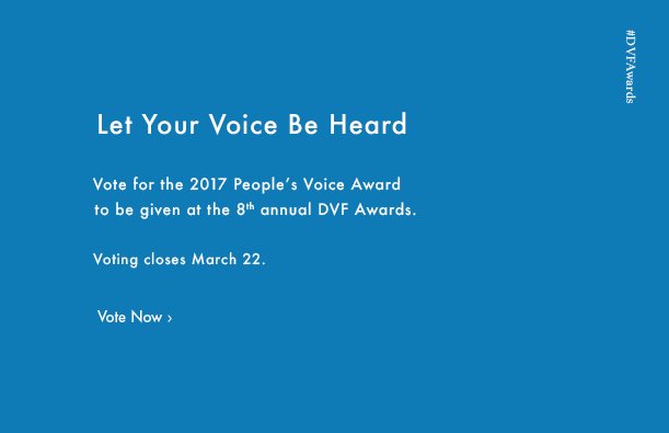 Today is the last day to vote- don't miss your chance! #DVFAwards #DVFdallas